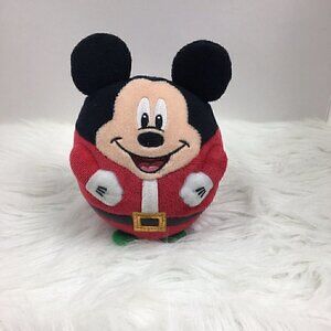 Mickey Mouse TY Disney Beanie Ballz Plush Doll Ball Santa Christmas Holiday